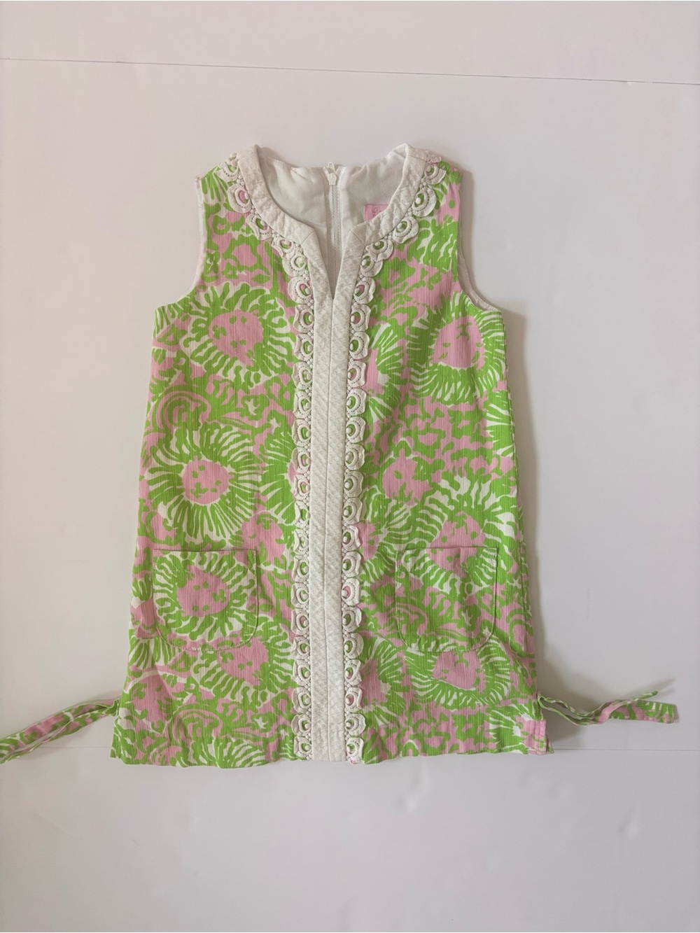 Vintage Lilly Pulitzer Girls Size 5 Pink Green Shift Dress Y2K Preppy
